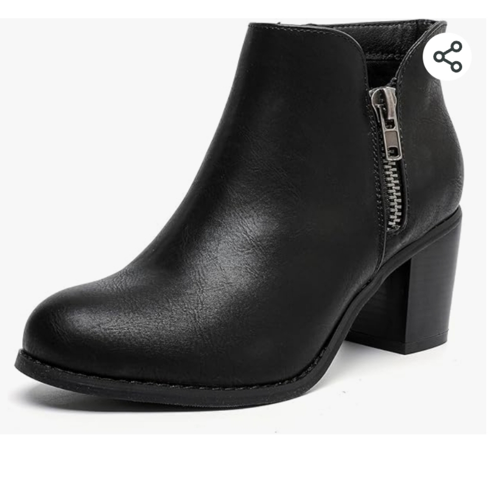 *Luoika Women's Wide Width Ankle Boots, Chunky Heel Side Zipper Extra Wide Short